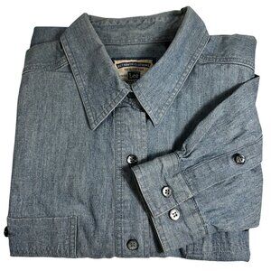Lee Authentic Clothing VTG 100% Cotton Blue Chambray Button Up Shirt SZ Medium